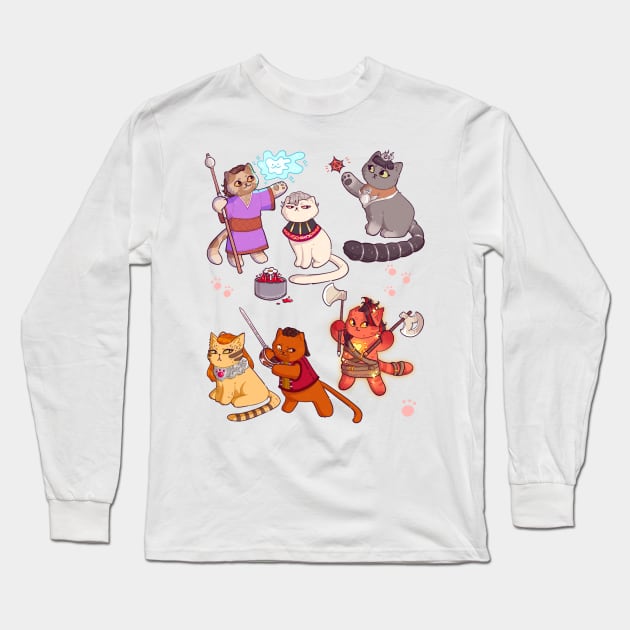 Baldurs Cats 3 Long Sleeve T-Shirt by nomsikka